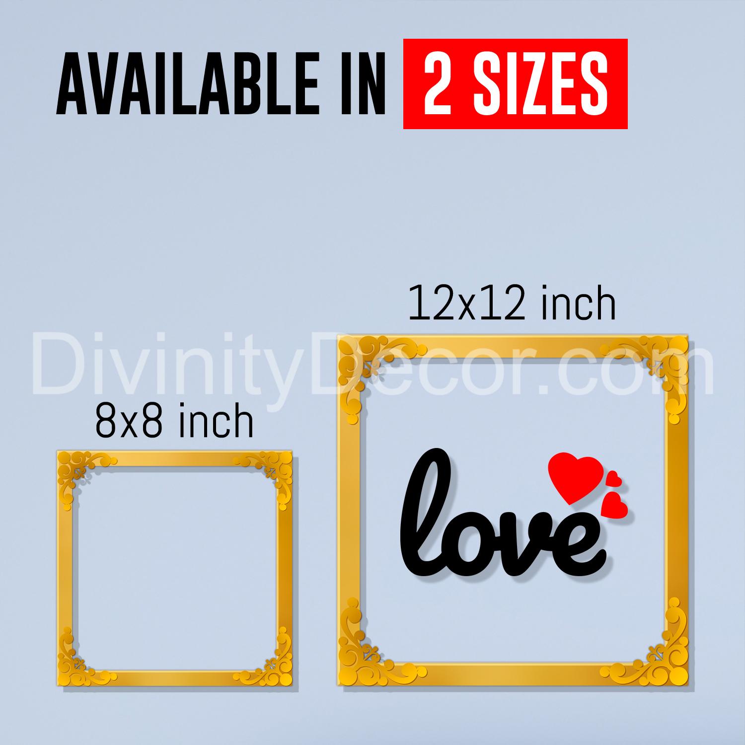 Love Golden Plaque for Gifting, Wall Decor Clear UV print with Golden Border-127