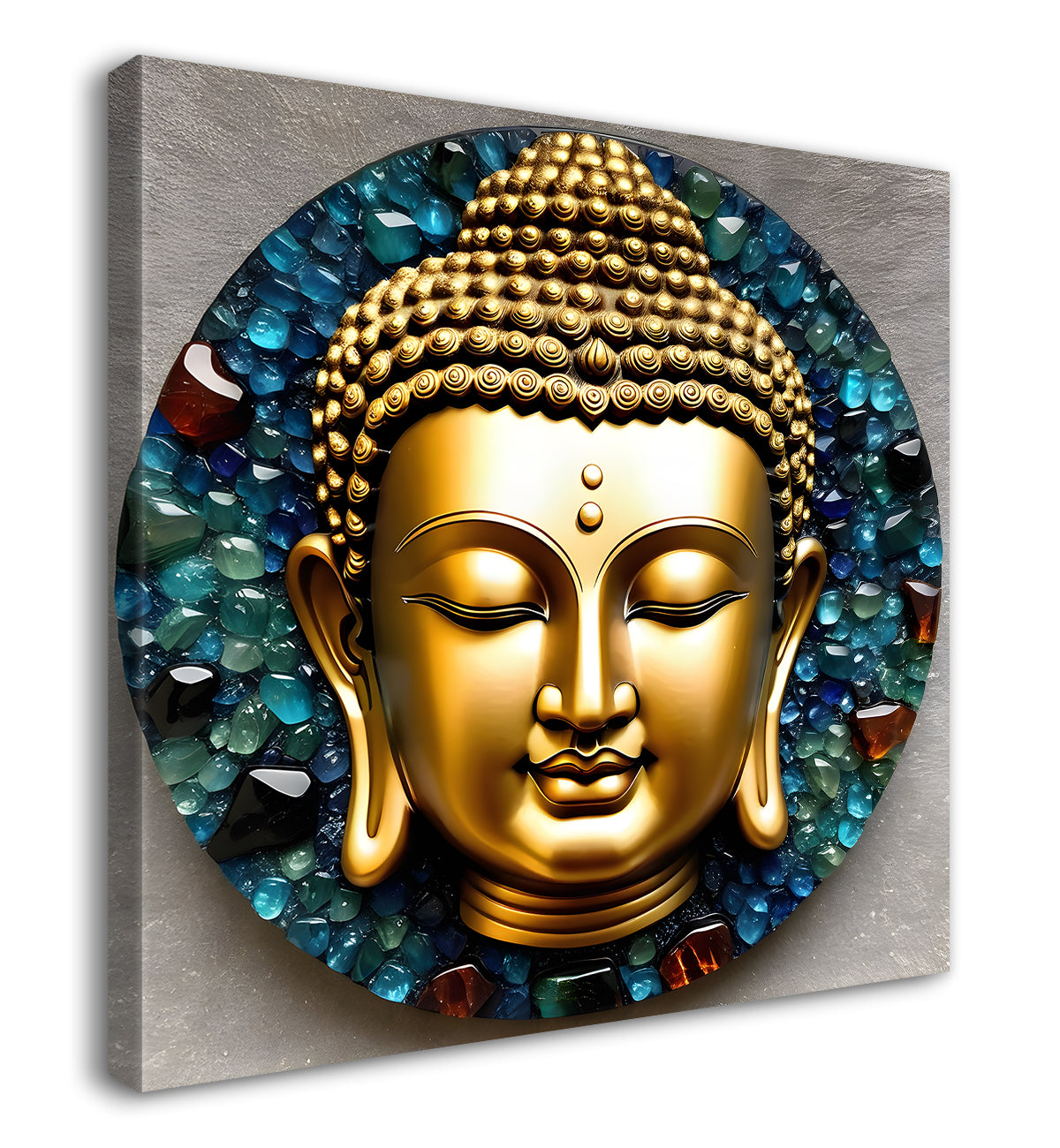 Lord Buddha Rasin art marble finish Golden painting 24x24 inch Buddha-S-127