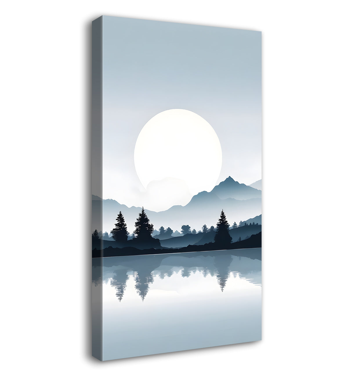 Mountains with river and sunset textured water colour painting Canvas Painting - Nature Art -V-127