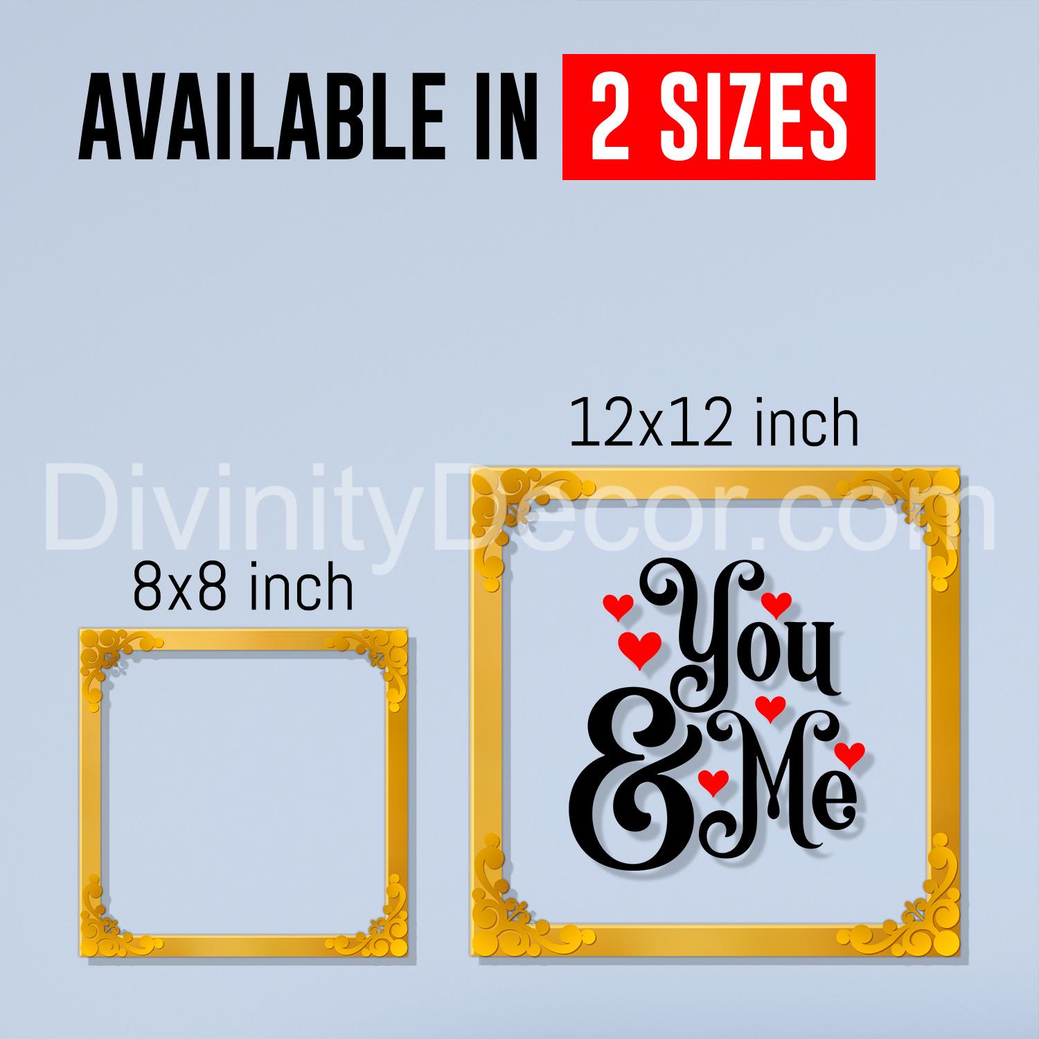 You and me Golden Plaque for Gifting, Wall Decor Clear UV print with Golden Border-128