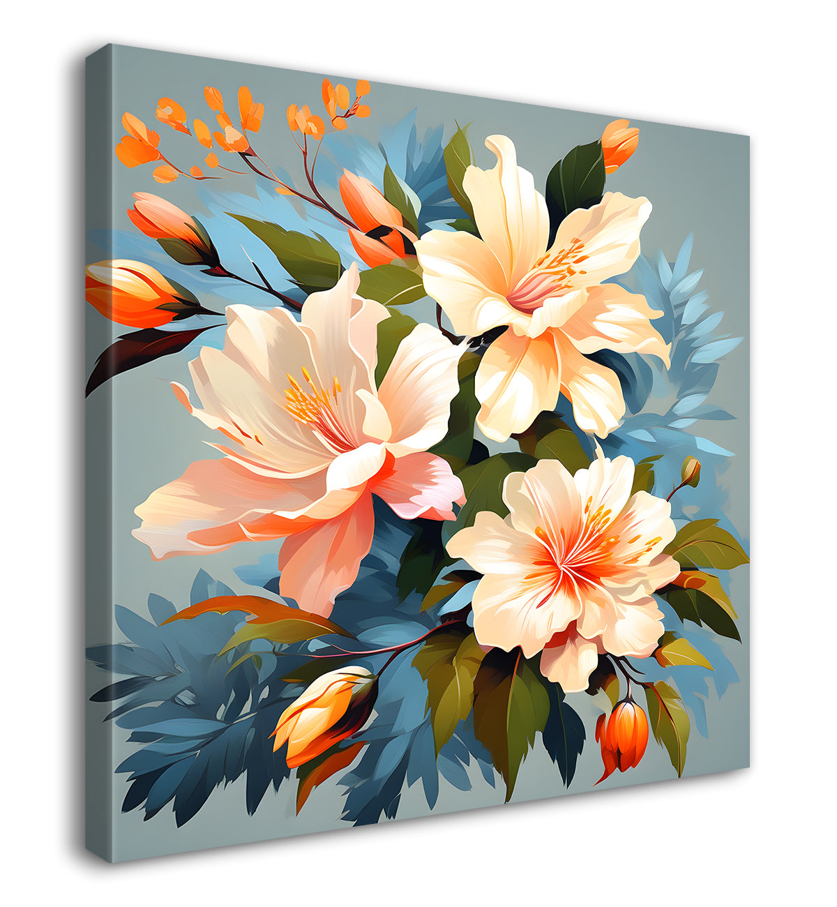 Pink flower in pink textured painting - Flower-S-128