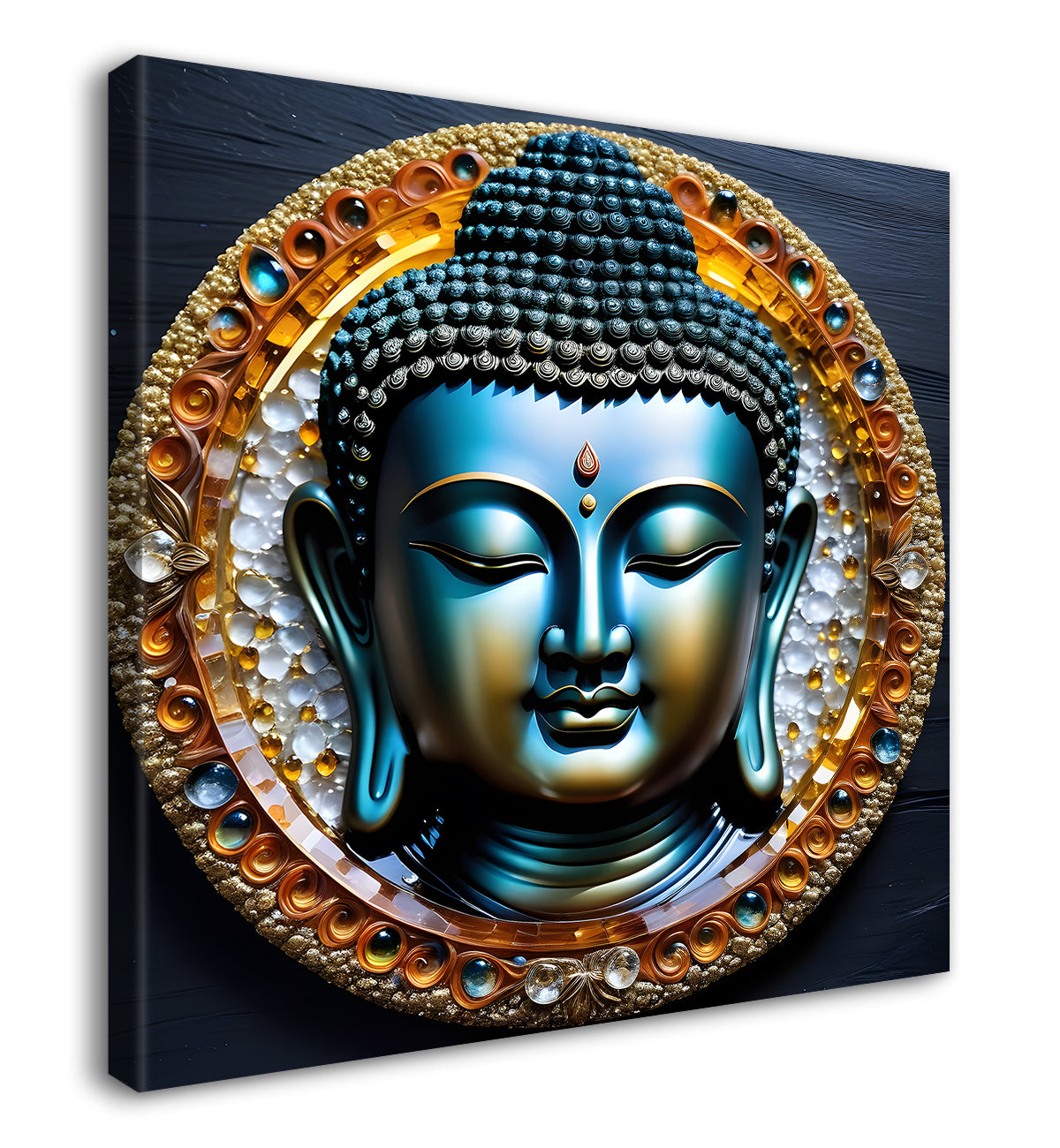 Lord Buddha Rasin art marble finish Golden painting 24x24 inch Buddha-S-128