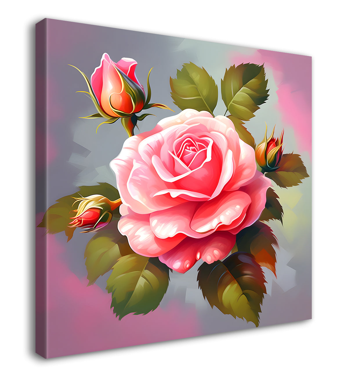 Pink flowers in pink textured painting - Flower-S-129