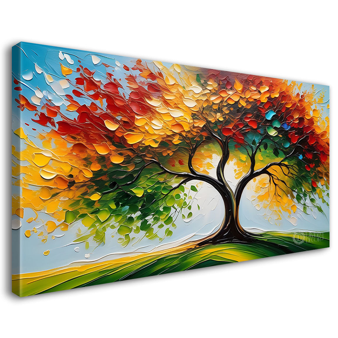 Colorful tree in textured modern art- Design - Tree-129