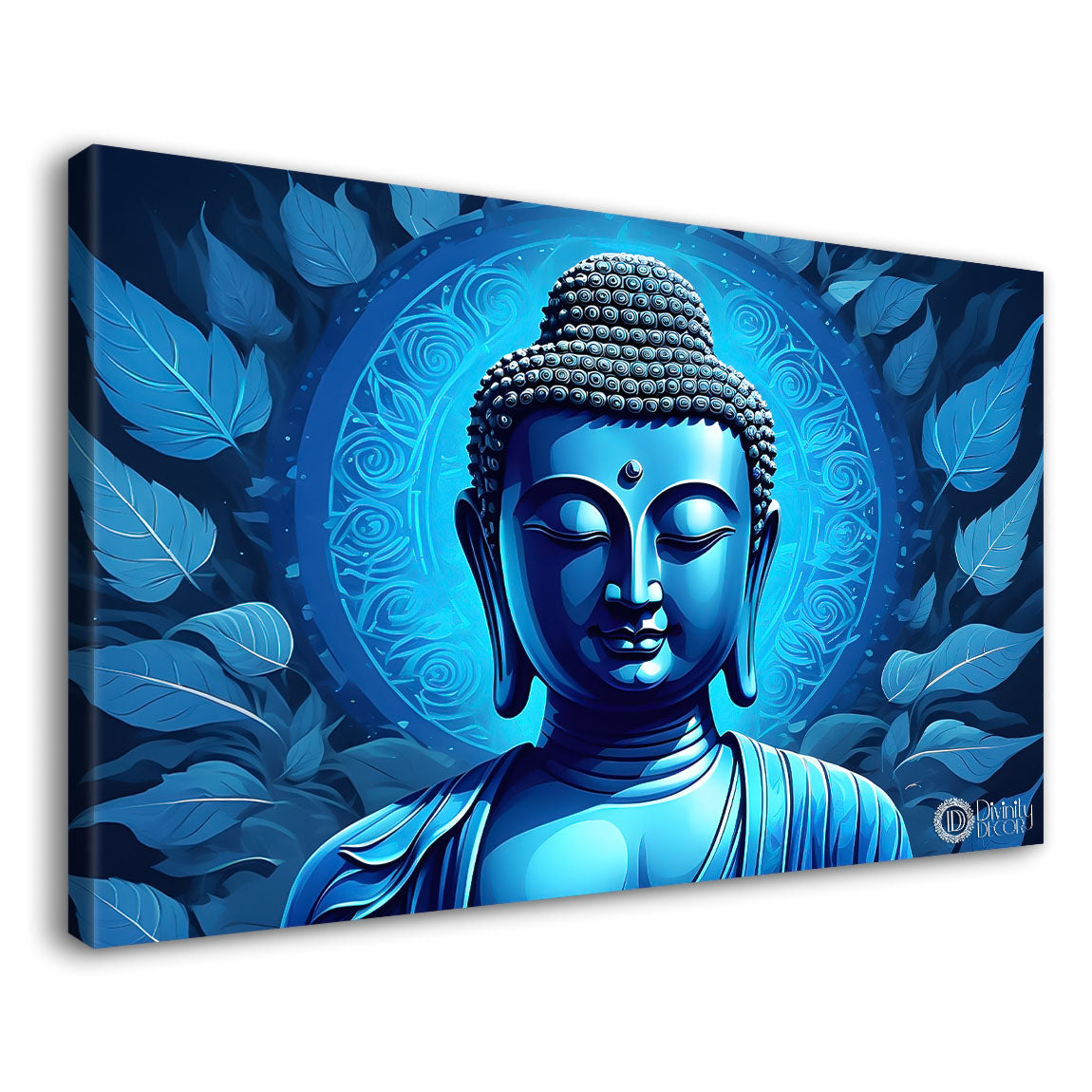 Buddha with light blue textured painting Canvas Wall Painting - Buddha-12