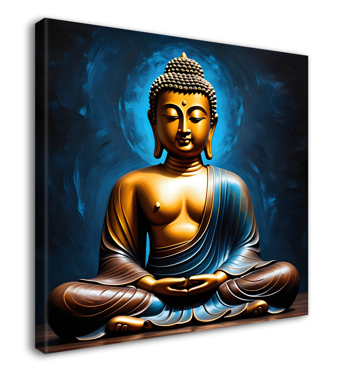 Golden Buddha with Dark Blue Background painting 24x24 inch Buddha-S-12