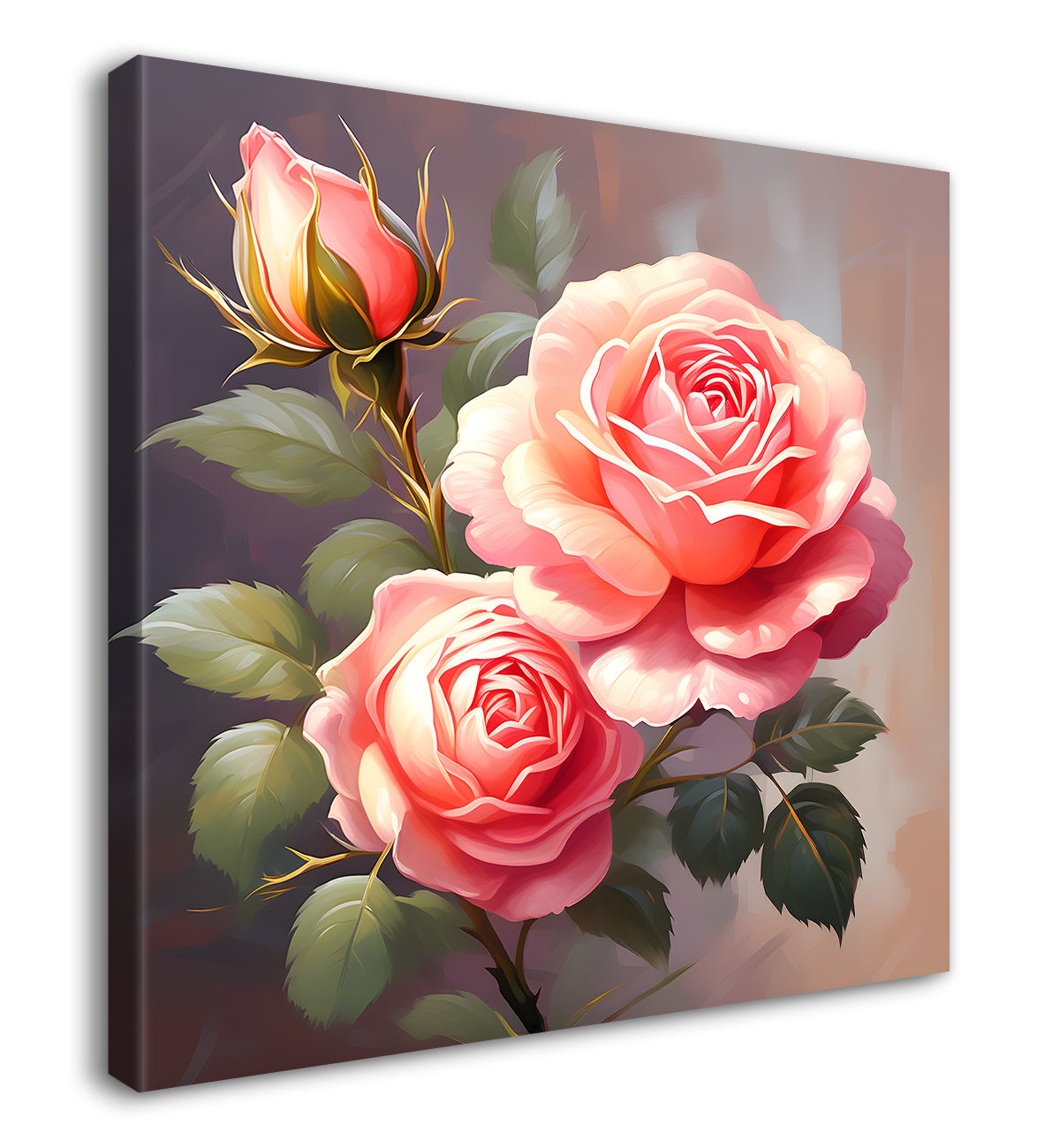 Pink flowers in pink textured painting - Flower-S-130