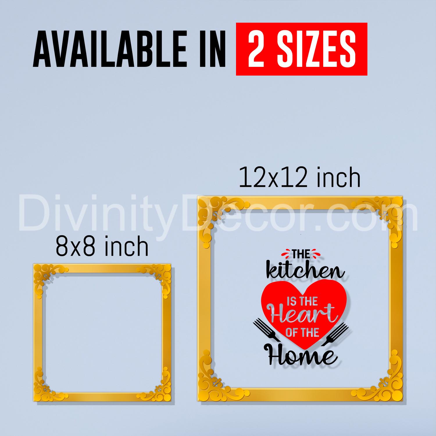 The kitchen is heart of the home Golden Plaque for Gifting, Wall Decor Clear UV print with Golden Border-131