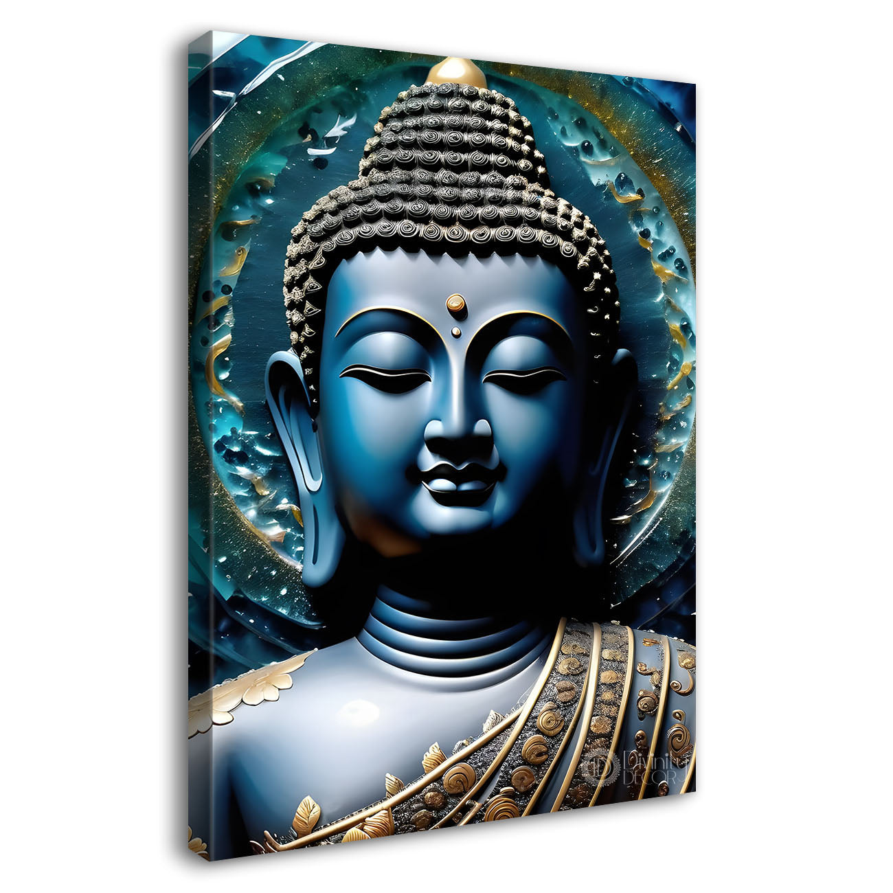 Dark blue textured buddha with dark background - Buddha-V-131