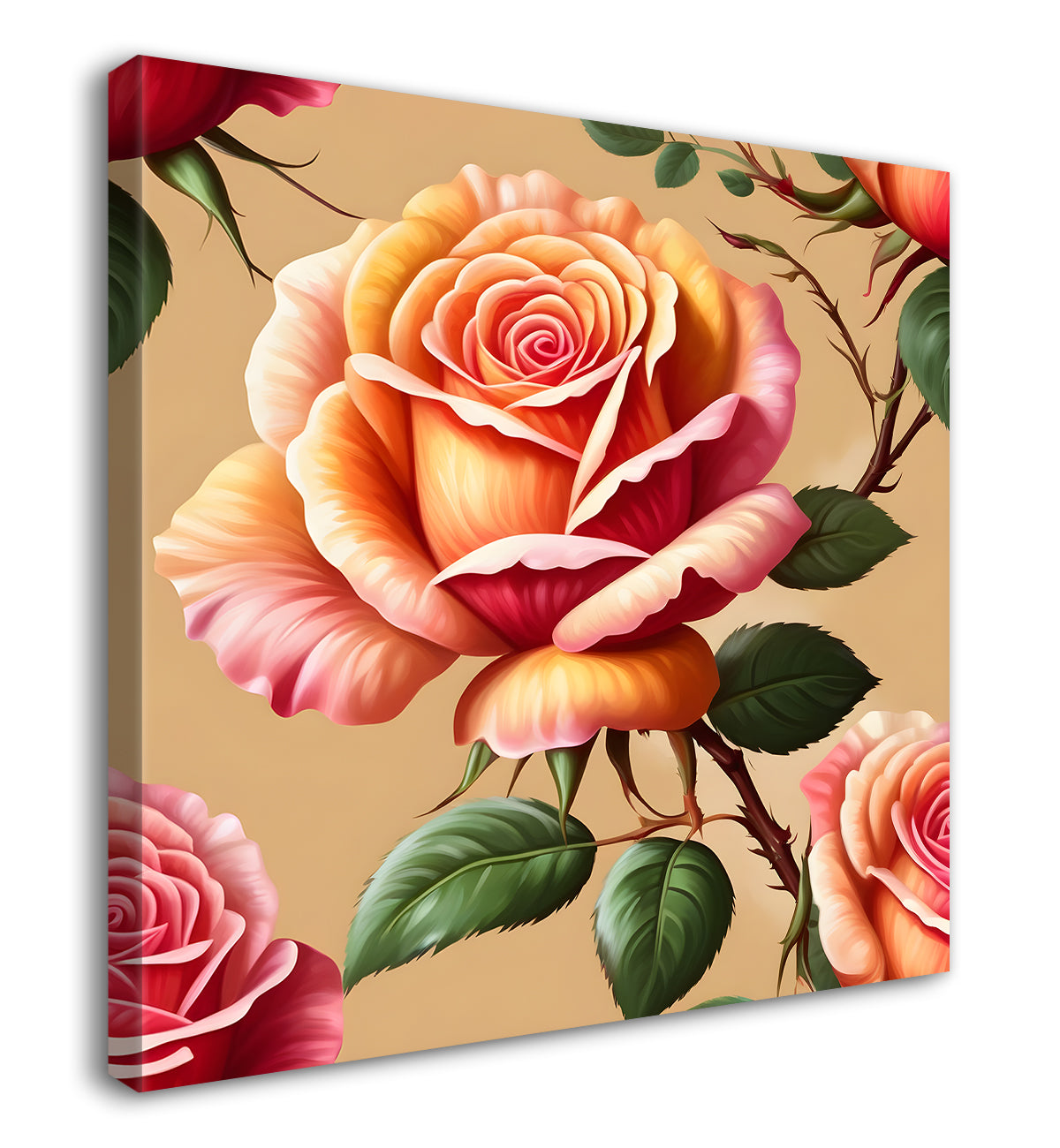 Pink flowers in light textured painting - Flower-S-131