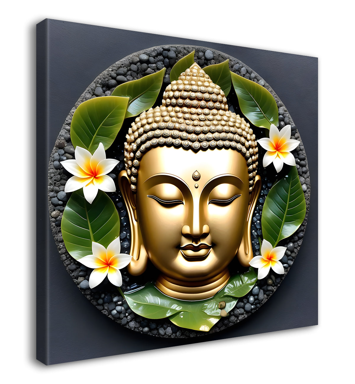 Lord Buddha Rasin art marble finish Golden painting 24x24 inch Buddha-S-131