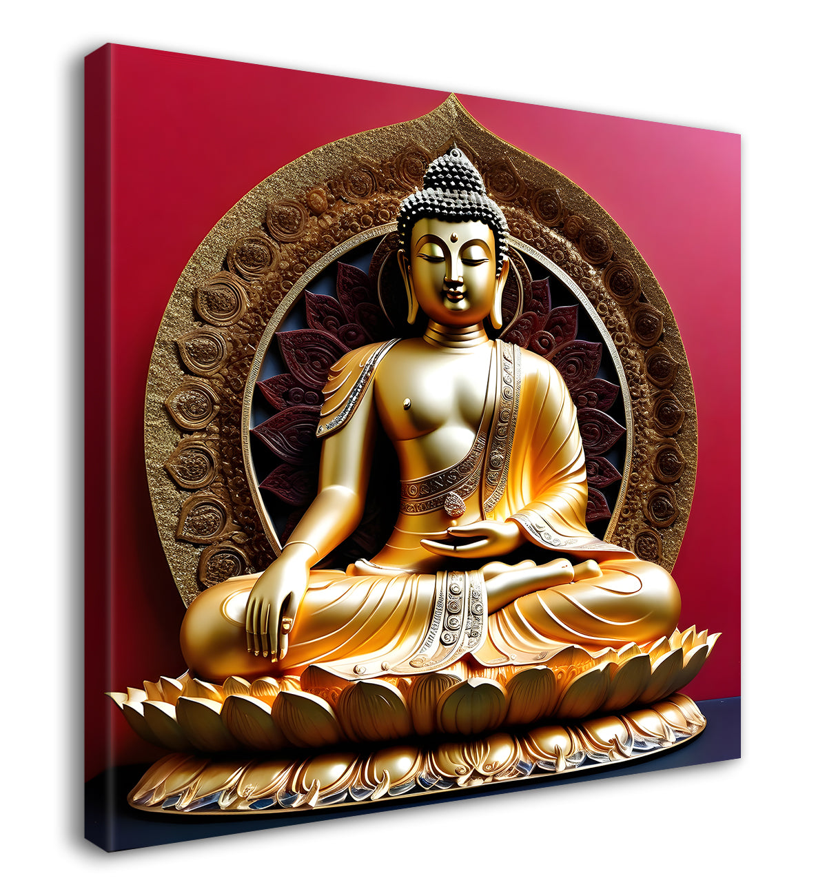 Lord Buddha Rasin art marble finish Golden painting 24x24 inch Buddha-S-133