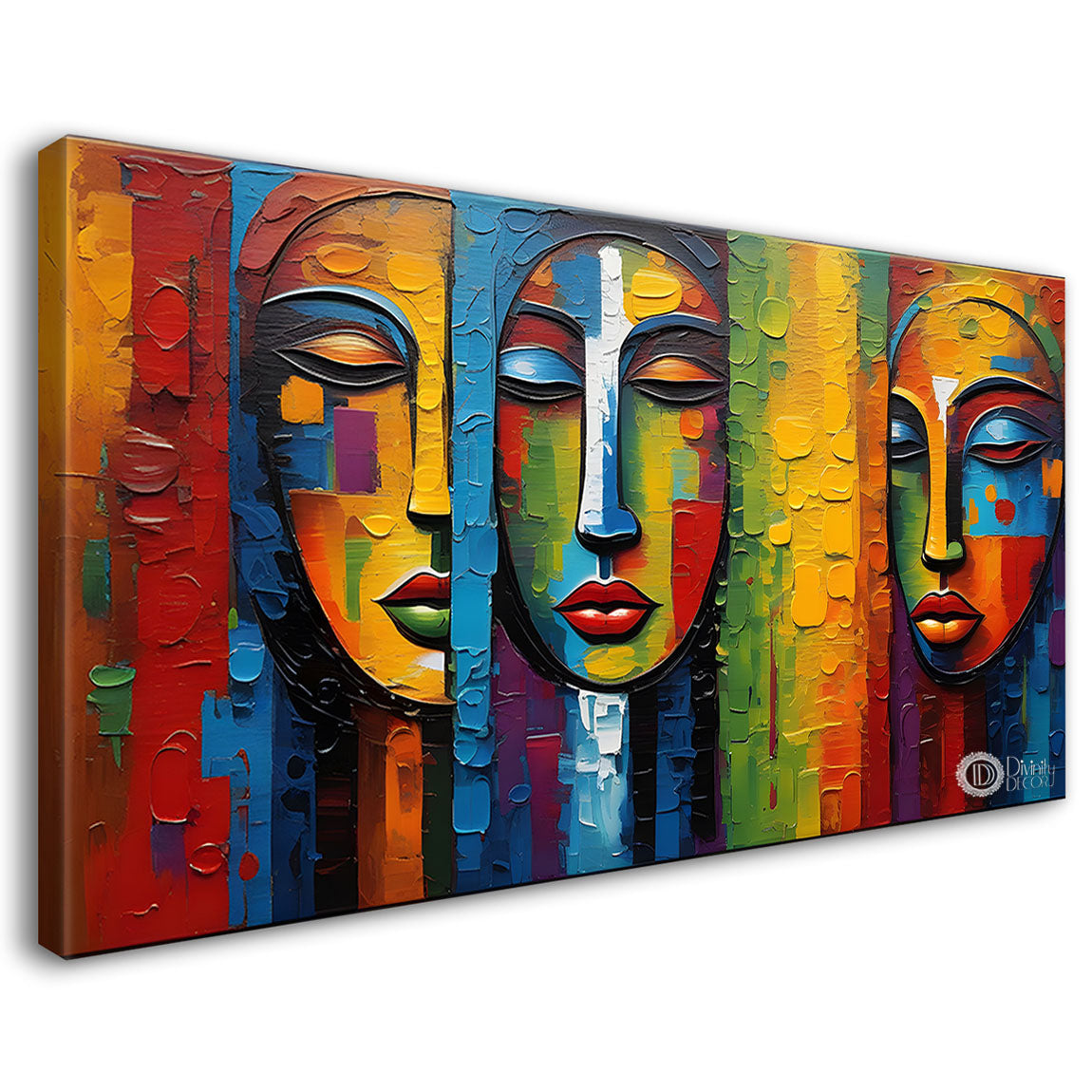 Face segment textured art Canvas Painting - Design - Modern-L-133