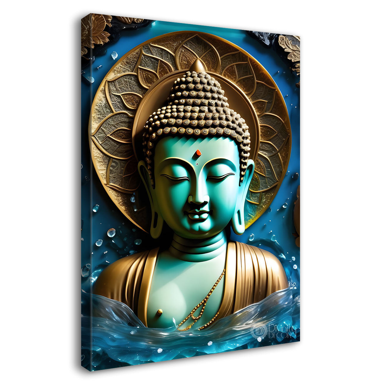 Blue buddha with golden chakra  painting  - Buddha-V-133