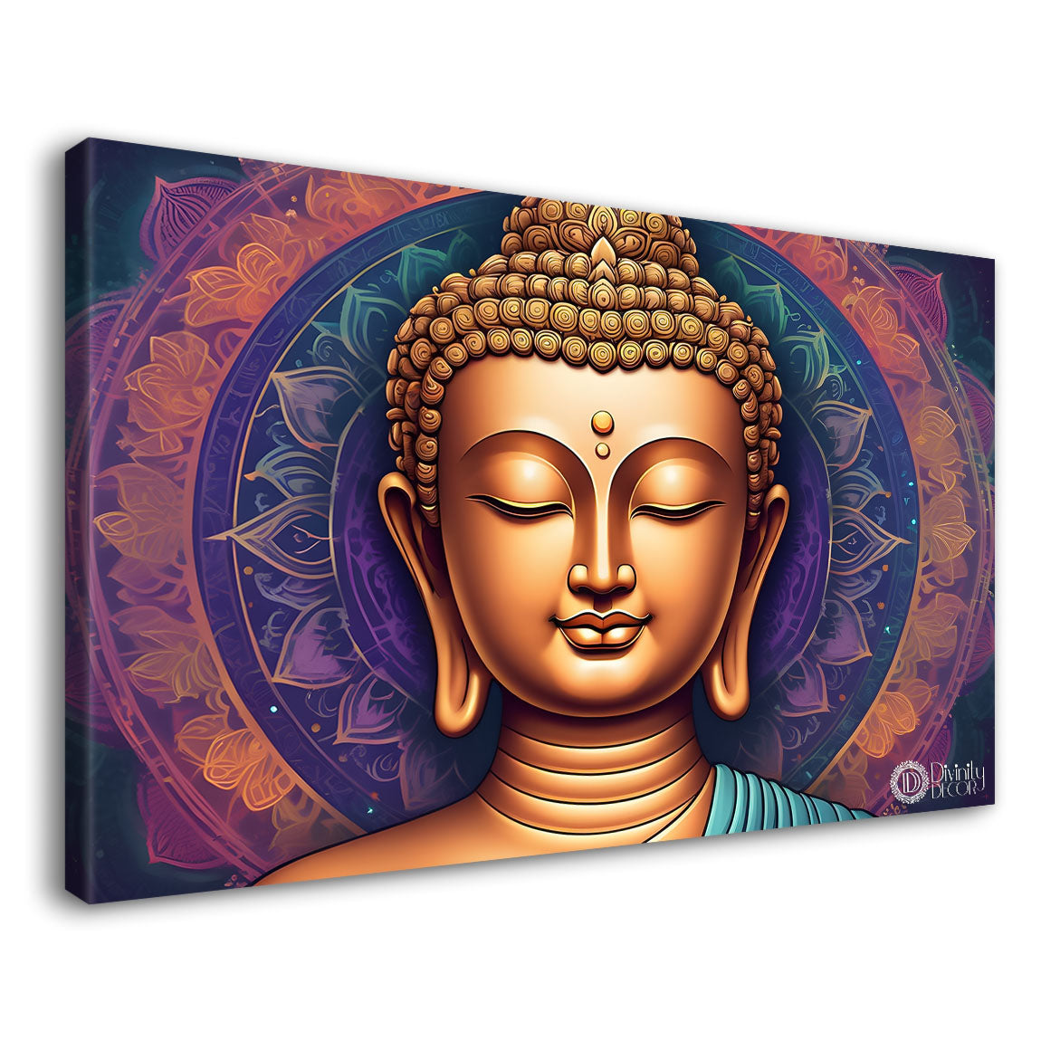 Golden buddha with colorful background textured painting Canvas Wall Painting - Buddha-134