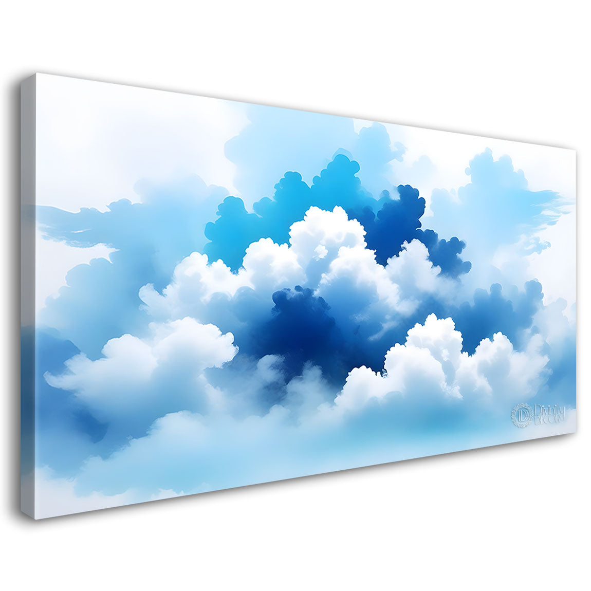 Clouds in textured water color painting Canvas Painting - Nature Art -134