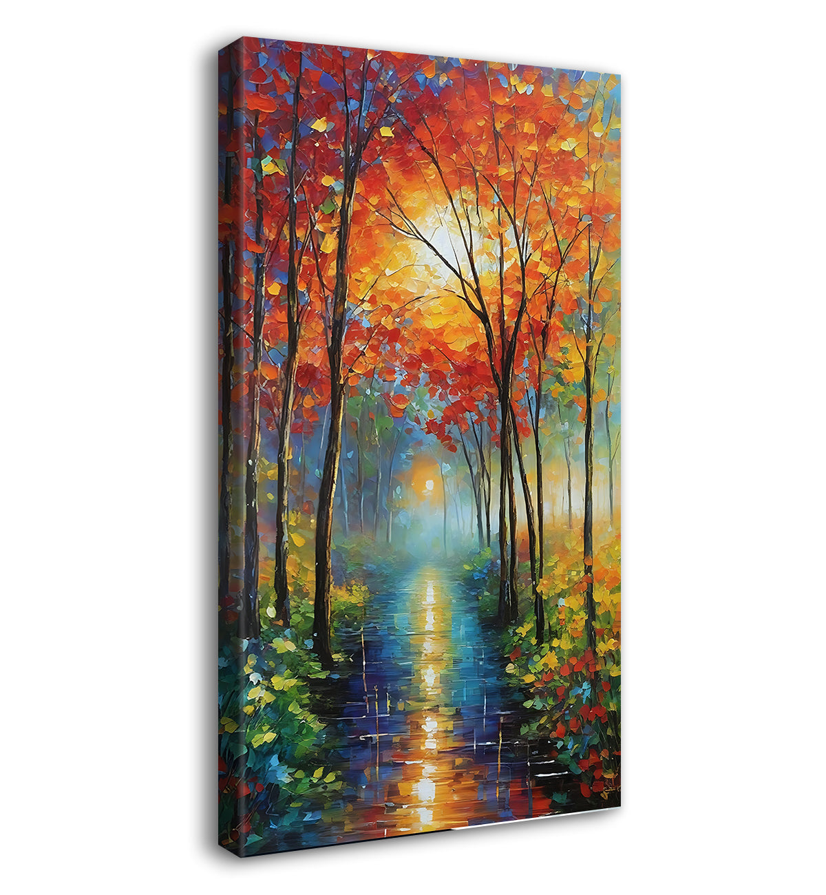 Colourful trees in textured painting art Canvas Painting - Nature Art -V-134