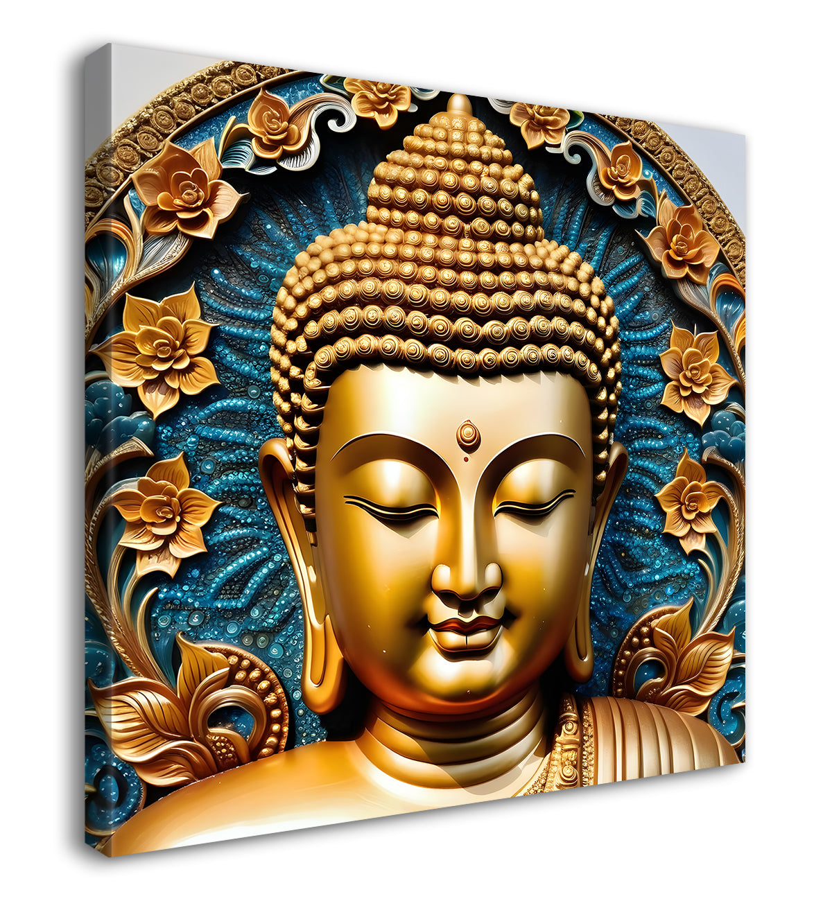 Lord Buddha Rasin art marble finish Golden painting 24x24 inch Buddha-S-134