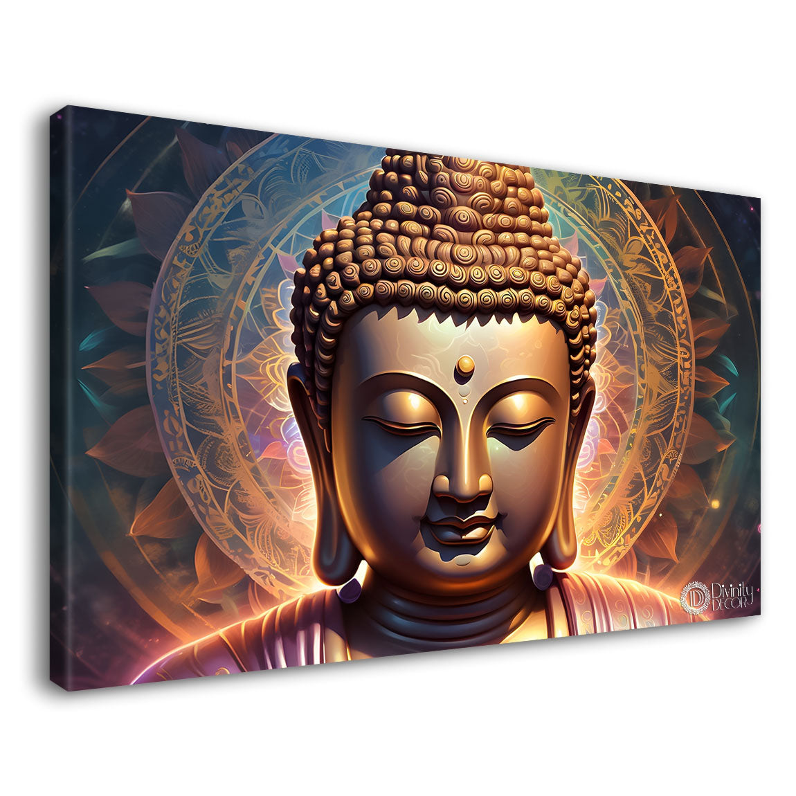 Golden buddha with colorful background textured painting Canvas Wall Painting - Buddha-135
