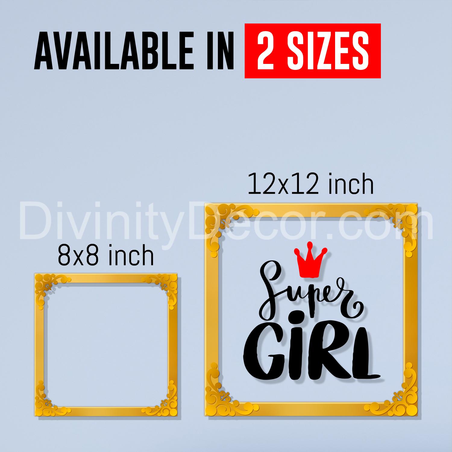 Super girl Golden Plaque for Gifting, Wall Decor Clear UV print with Golden Border-136