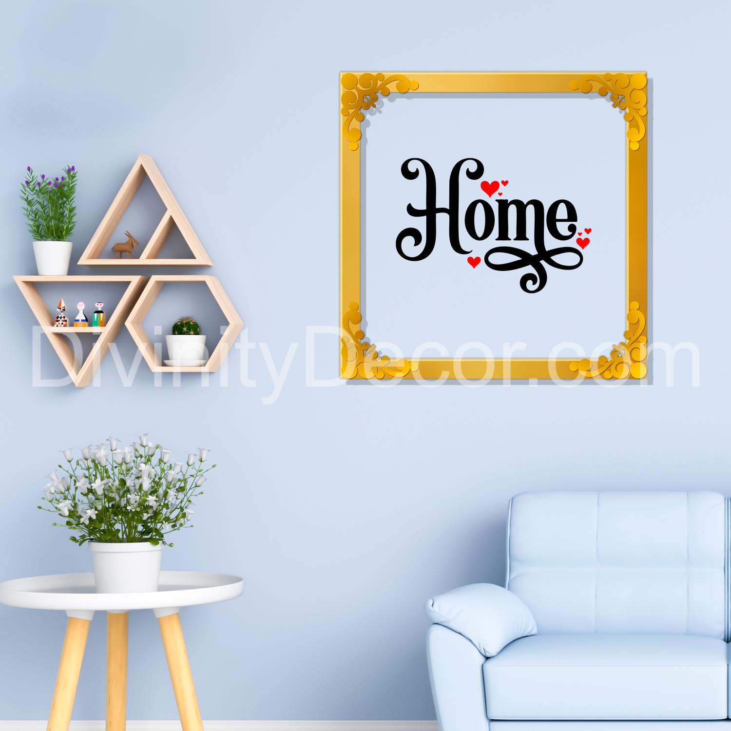 Home Golden Plaque for Gifting, Wall Decor Clear UV print with Golden Border-137