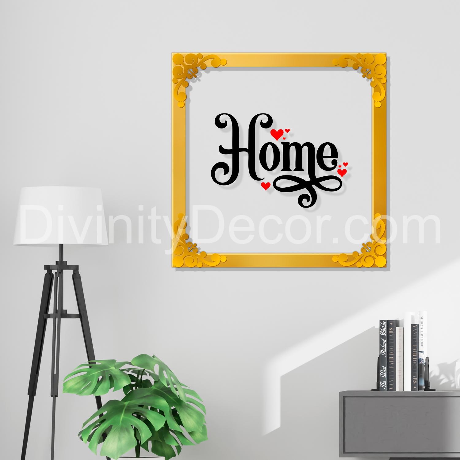 Home Golden Plaque for Gifting, Wall Decor Clear UV print with Golden Border-137