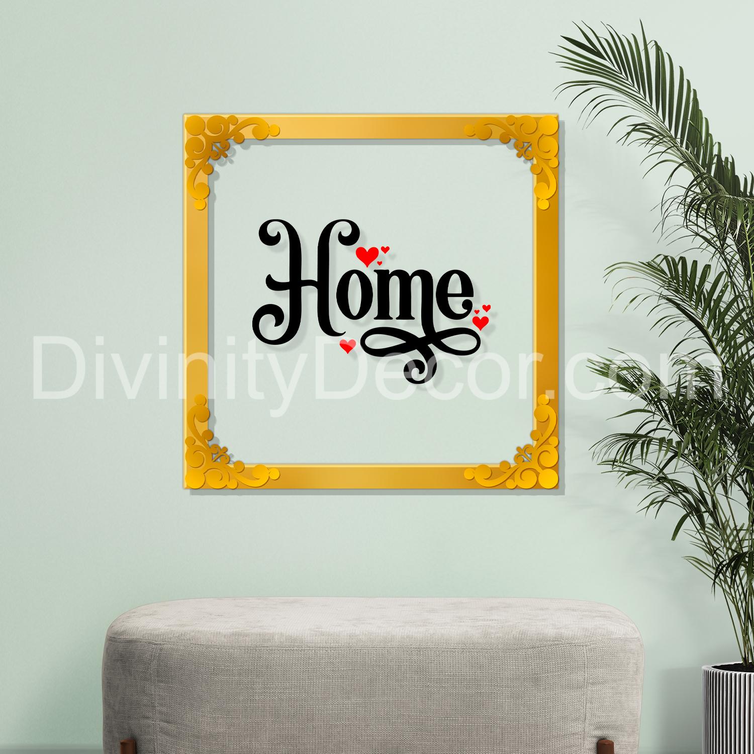 Home Golden Plaque for Gifting, Wall Decor Clear UV print with Golden Border-137