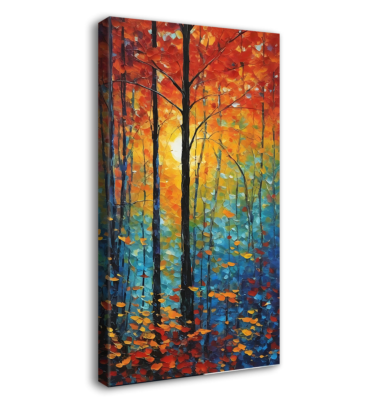 Colourful trees in textured painting art Canvas Painting - Nature Art -V-137