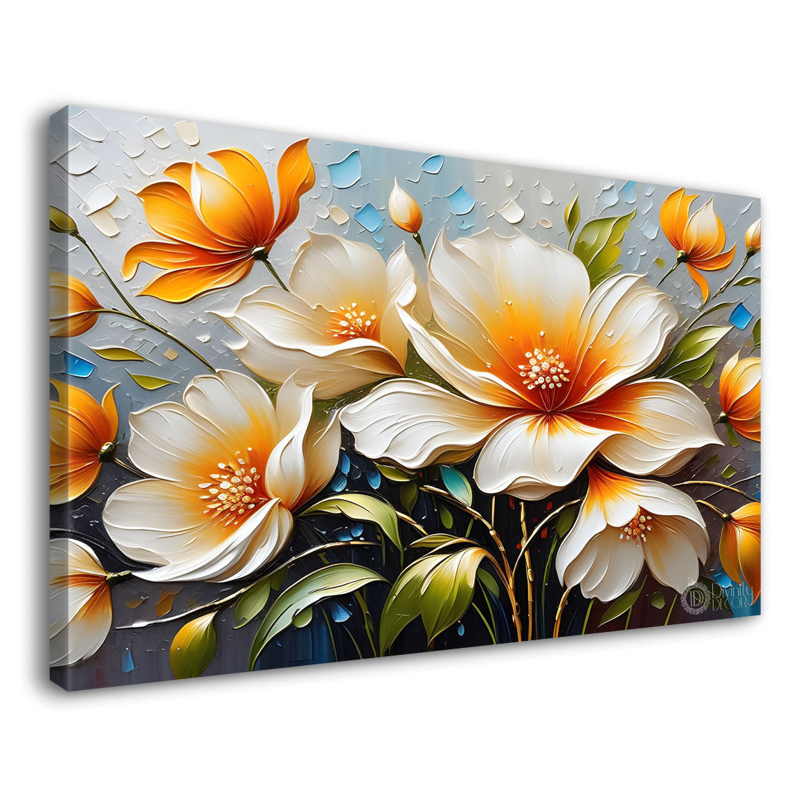 White flowers with light textured painting- Design - Flower-138