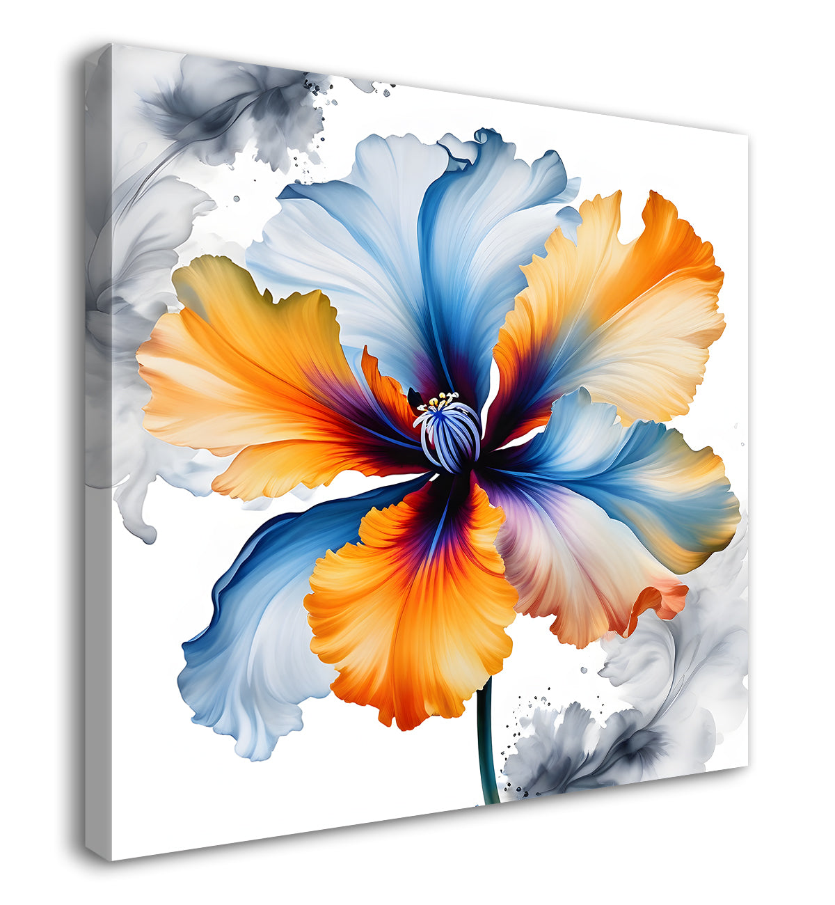 Yellow and blue flower water colour painting - Flower-S-138