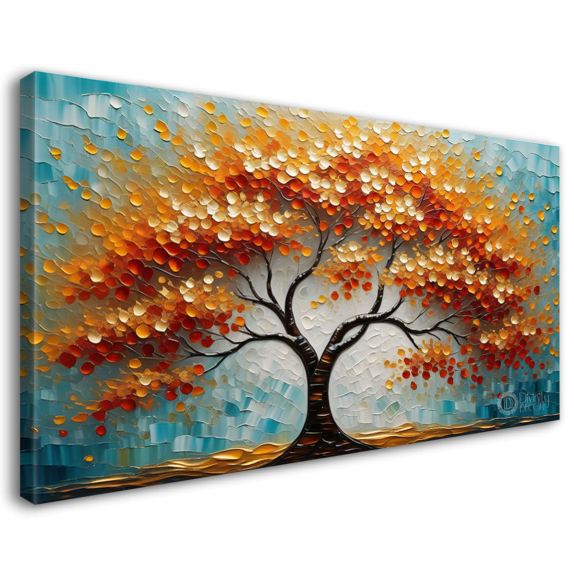 Orange tree in textured modern art- Design - Tree-138