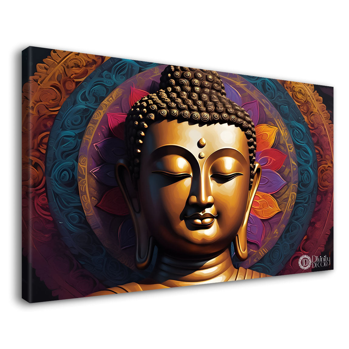 Golden buddha with colorful background textured painting Canvas Wall Painting - Buddha-139