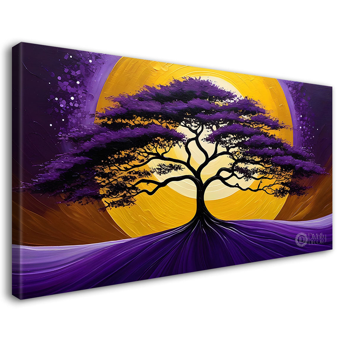 Purple tree in textured modern art- Design - Tree-139