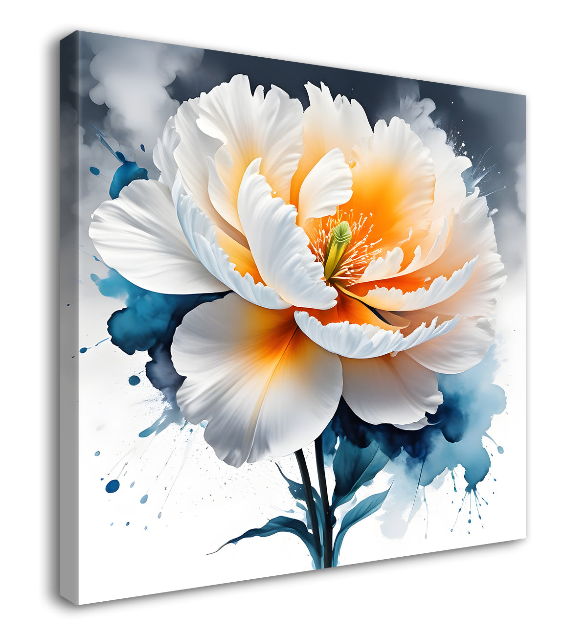 White flower water colour painting - Flower-S-140