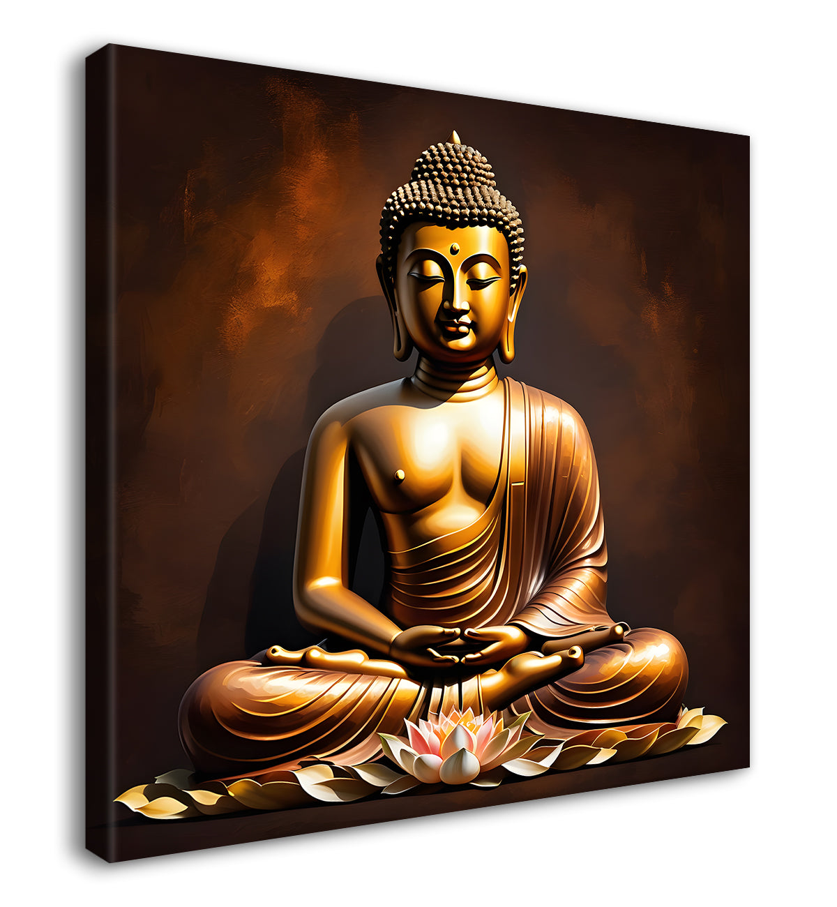 Golden Buddha with Dark brown Background painting 24x24 inch Buddha-S-13