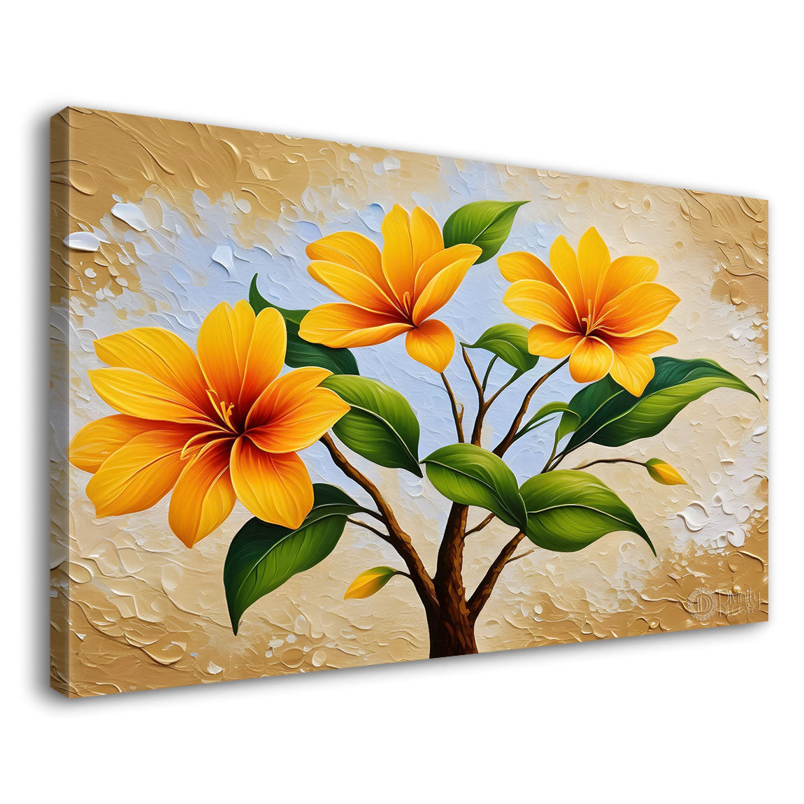 Yellow flowers with light textured painting - Design - Flower-13