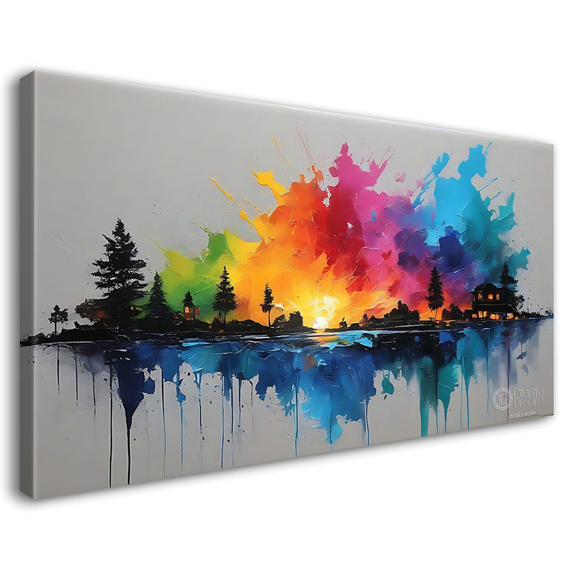 Colorful textured water color painting Canvas Painting - Nature Art -13