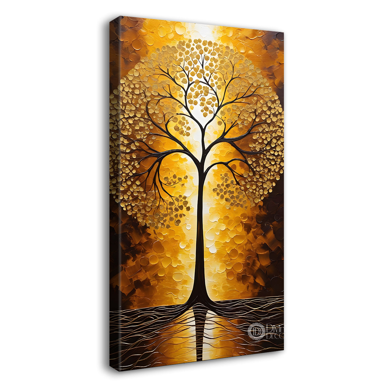 Golden tree in golden texutred background modern art Canvas painting - Tree-V-13
