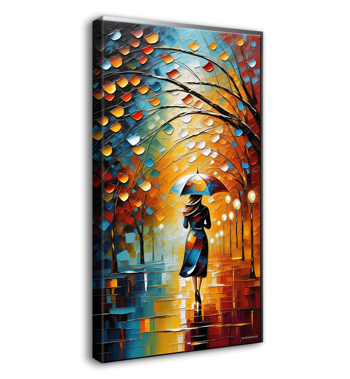 Lady with umbrella in colourful background oil painting Canvas Painting - Design - Modern-V-13