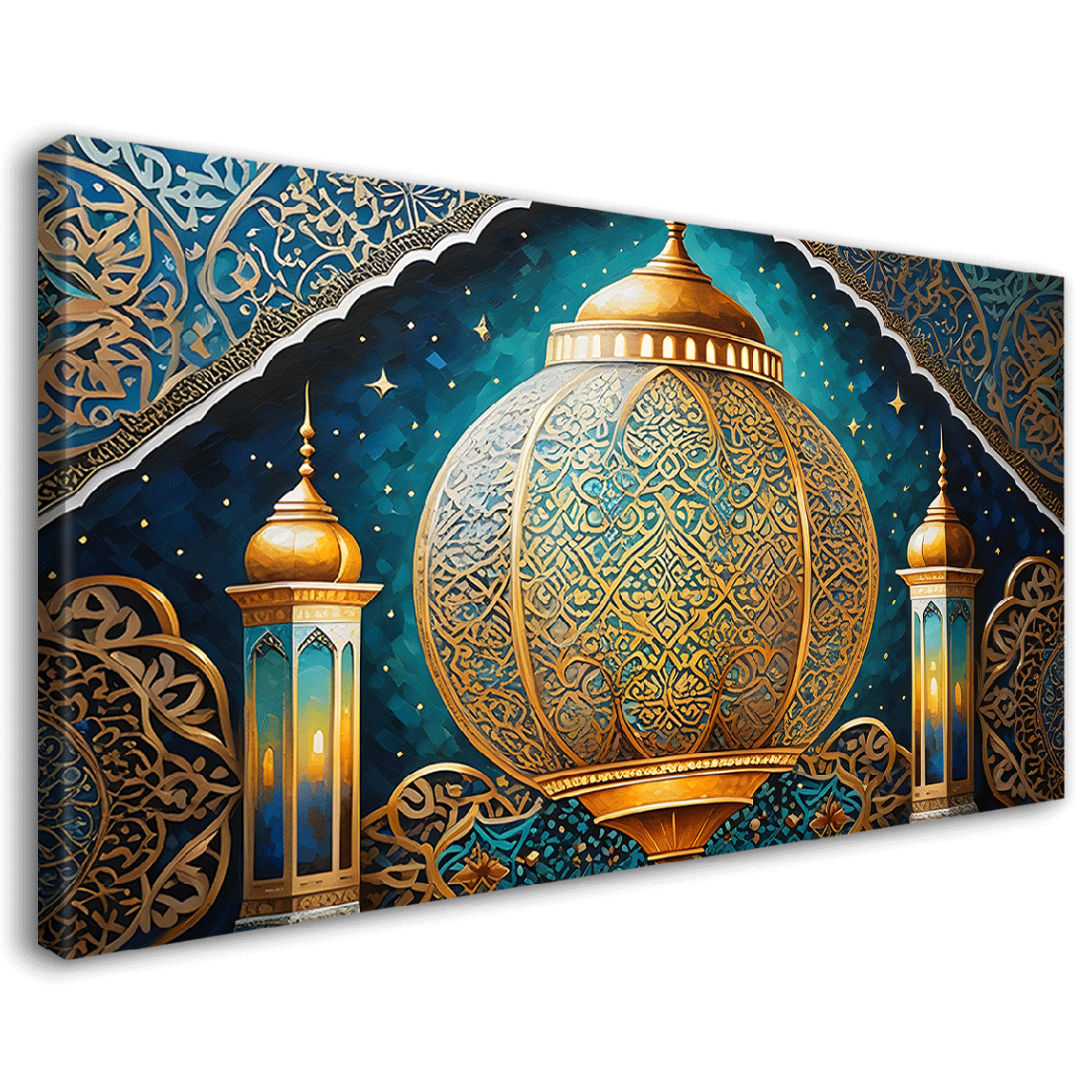 Islamic mosque in golden and aqua color painting Canvas Painting - Islamic paintings - 14