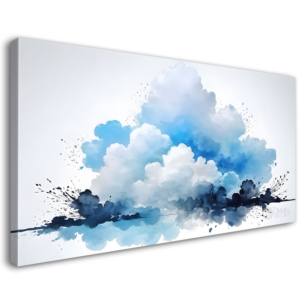 Clouds in textured water color painting Canvas Painting - Nature Art -140