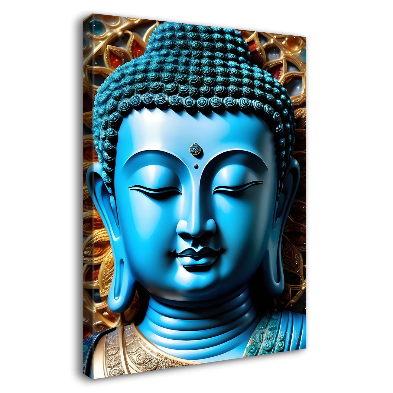 Blue textured buddha face   - Buddha-V-140