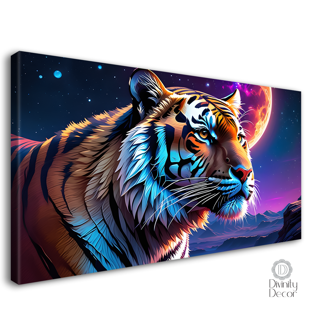 Tiger with galaxy background textured art.- Design - Animal -140