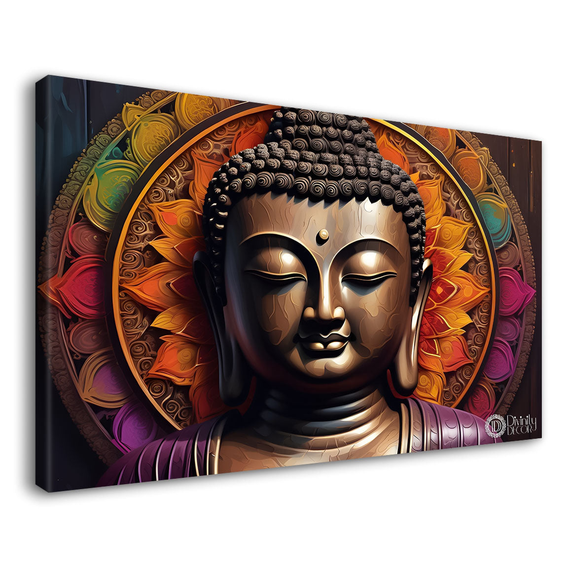 Golden buddha with colorful background textured painting Canvas Wall Painting - Buddha-141
