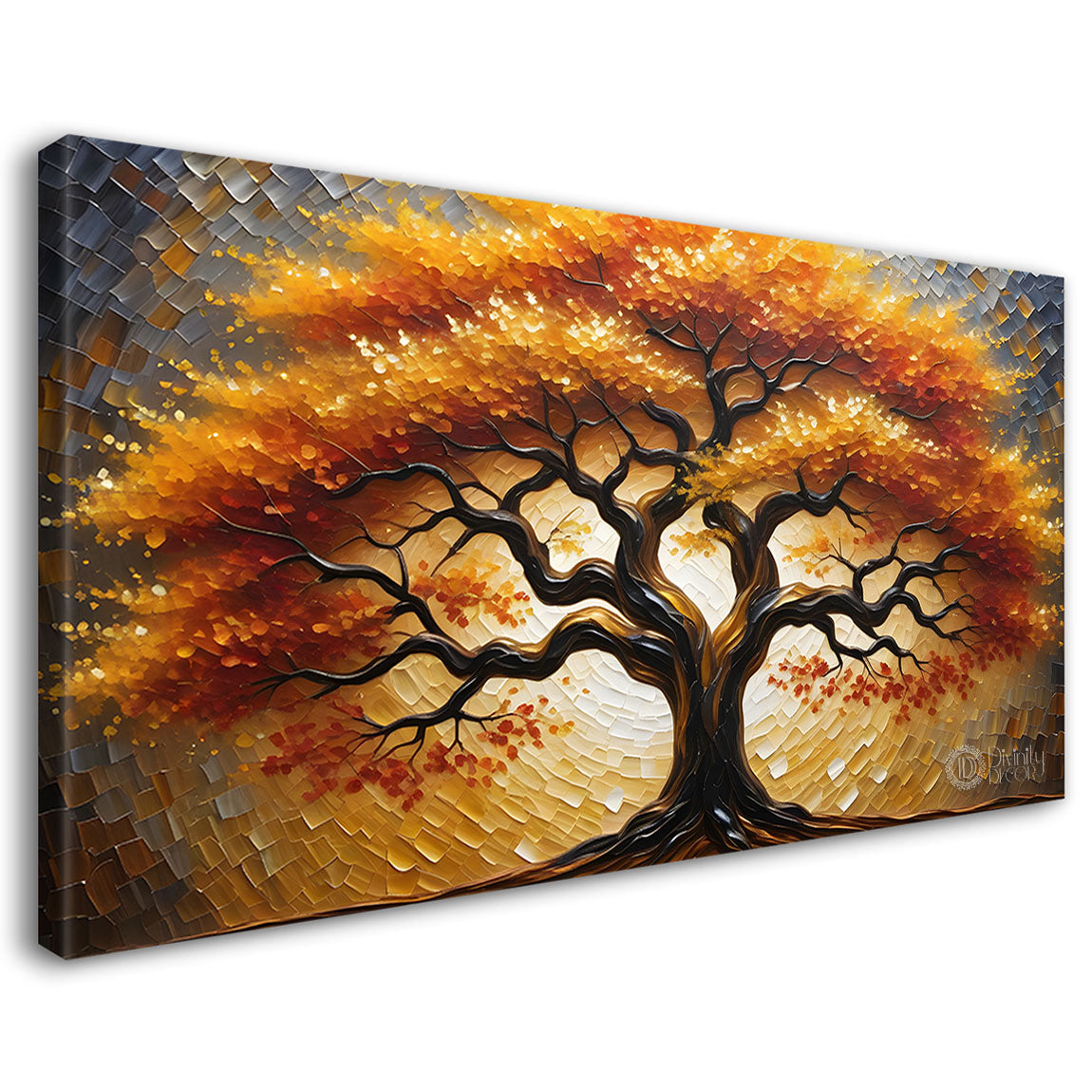 Orange tree in textured modern art- Design - Tree-141