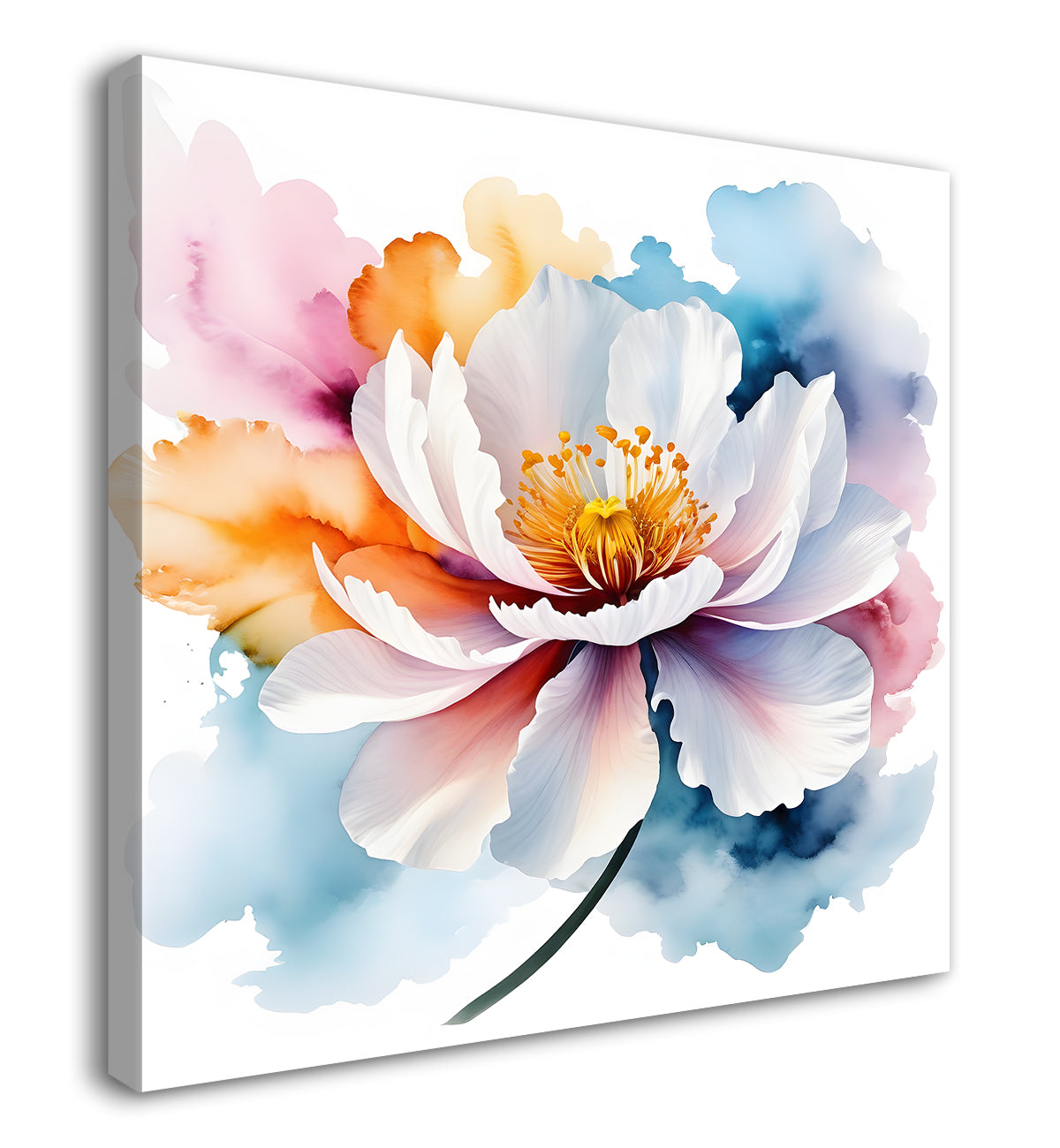 White flower water colour painting - Flower-S-141