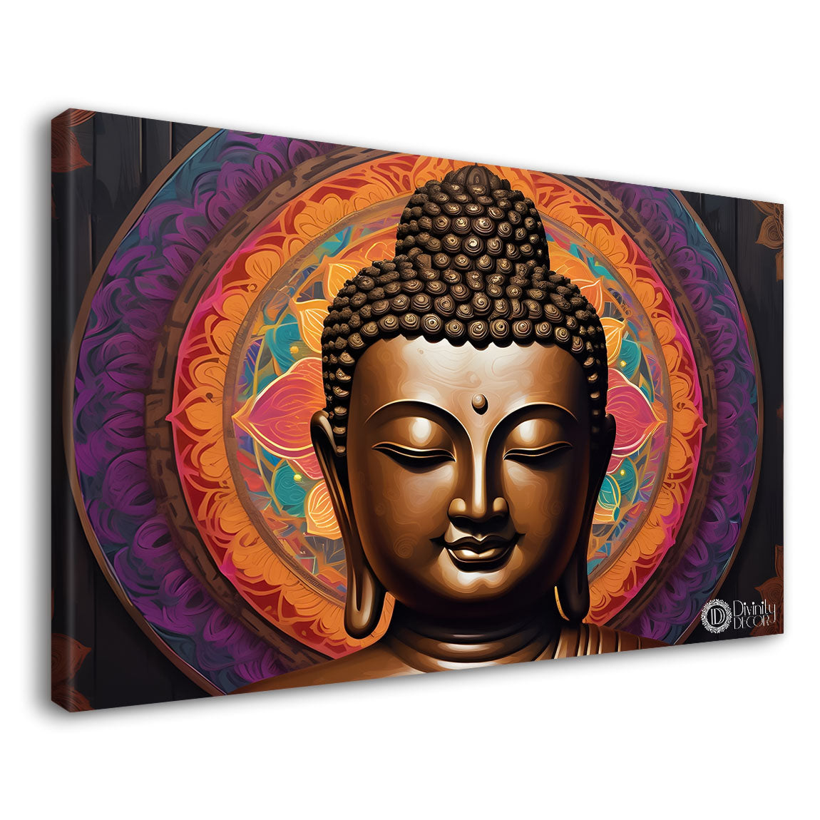 Golden buddha with colorful background textured painting Canvas Wall Painting - Buddha-142
