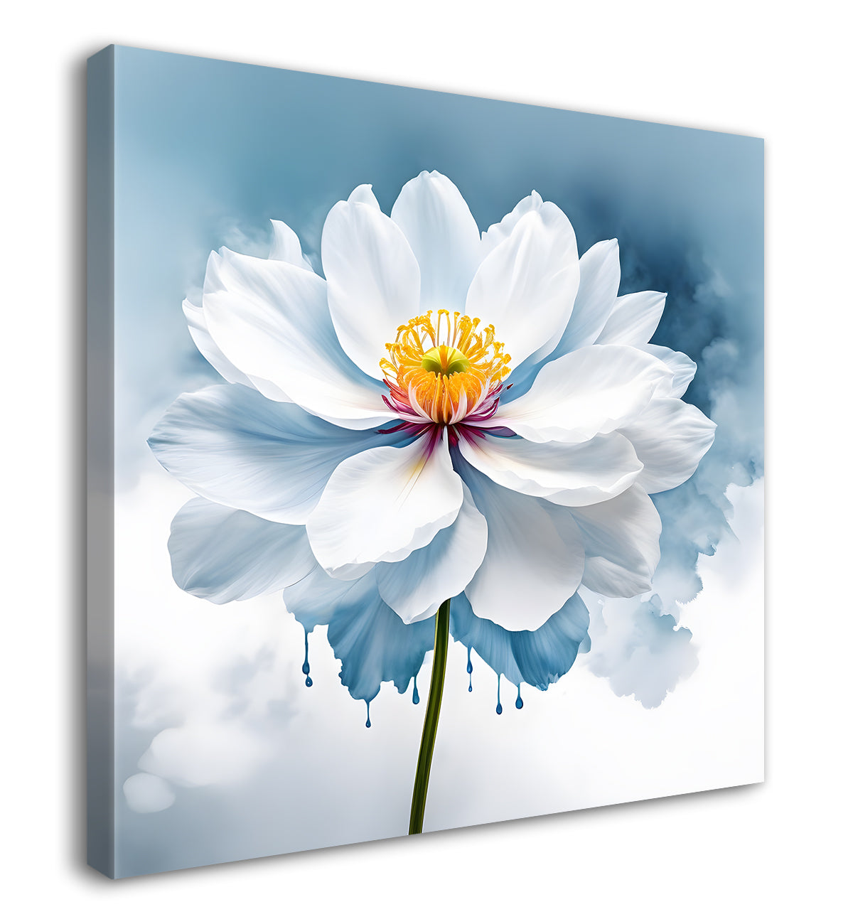 White flower water colour painting - Flower-S-142