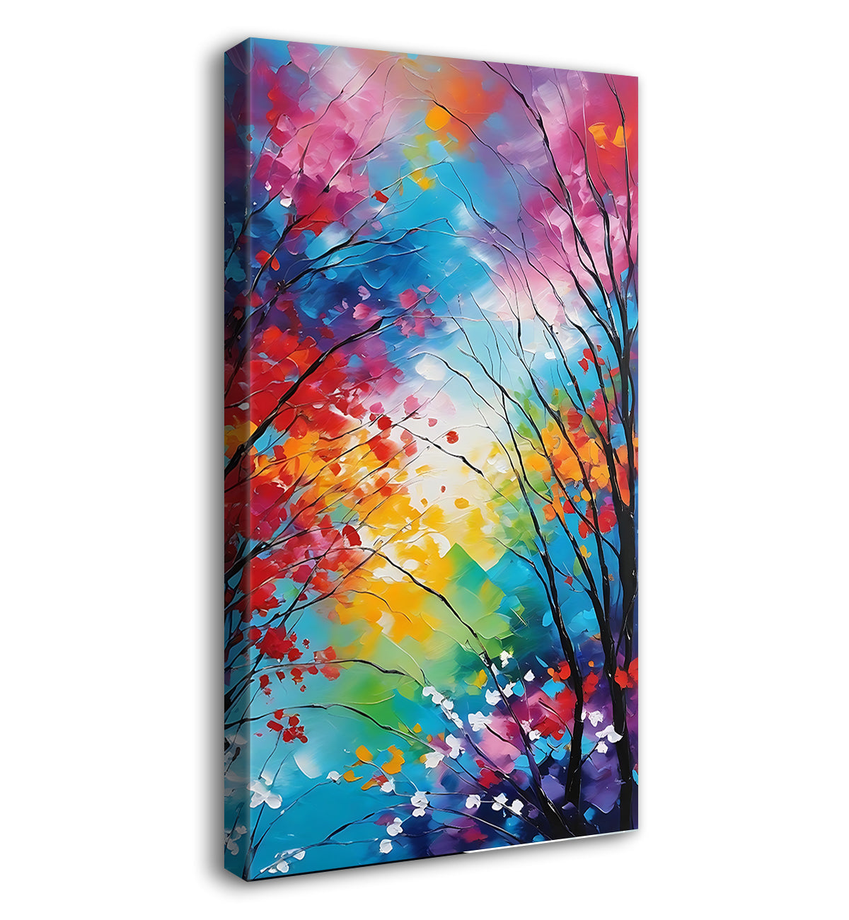 Colourful trees in textured painting art Canvas Painting - Nature Art -V-142