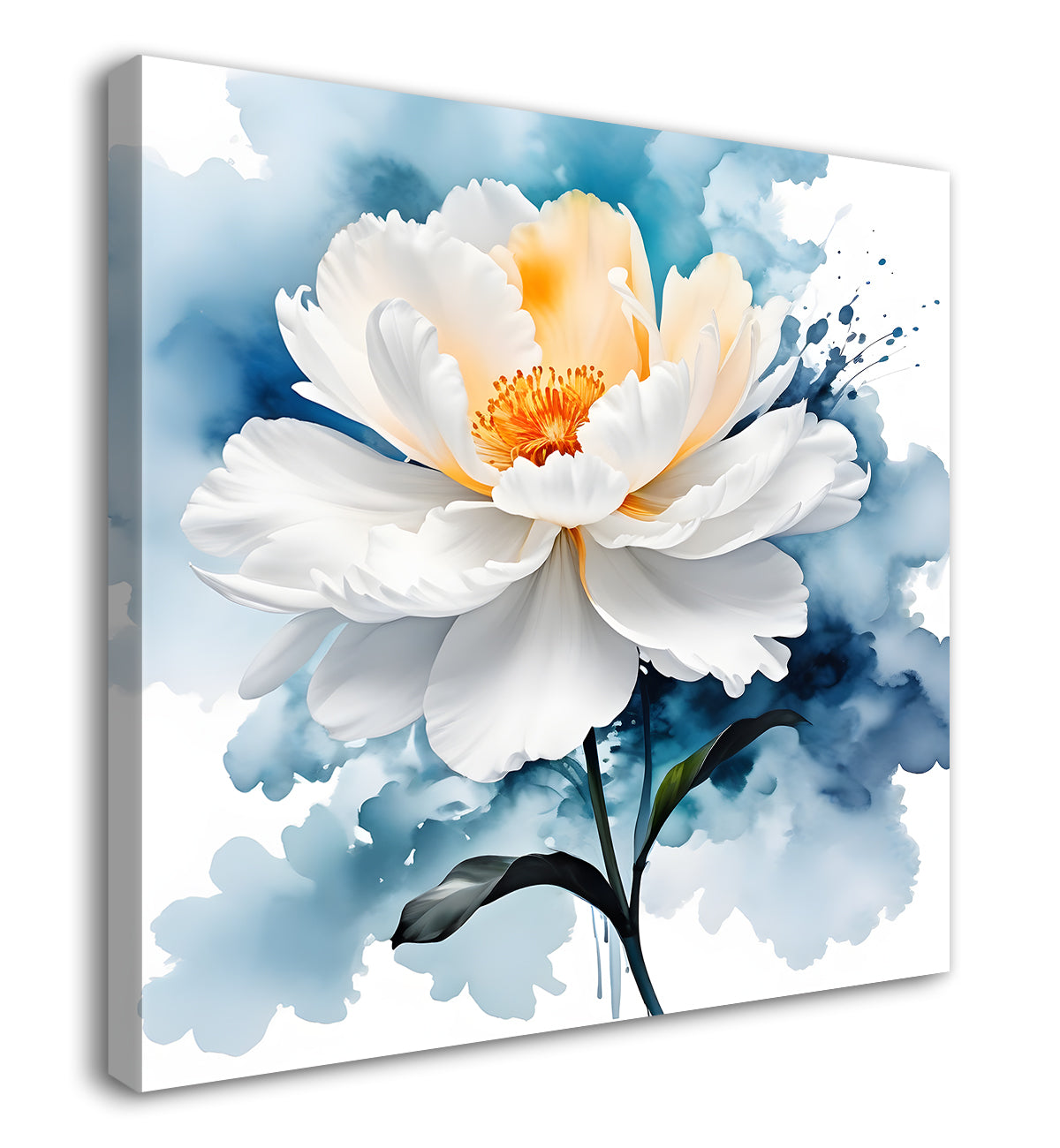 White flower water colour painting  - Flower-S-143